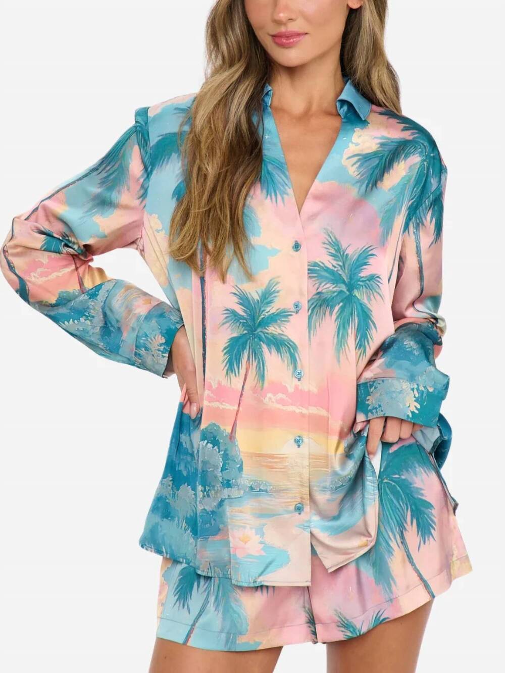 NEW SHOW ME YOUR MUMU early riser pajama set in sunset cove silky